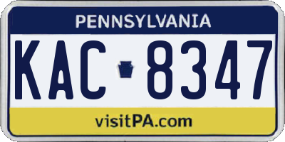 PA license plate KAC8347