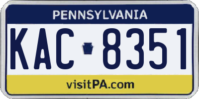 PA license plate KAC8351