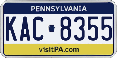 PA license plate KAC8355