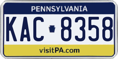 PA license plate KAC8358