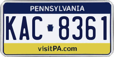 PA license plate KAC8361