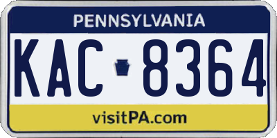 PA license plate KAC8364
