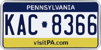 PA license plate KAC8366