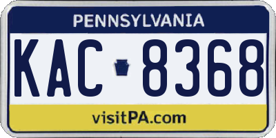 PA license plate KAC8368