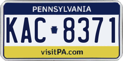PA license plate KAC8371