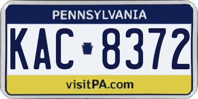 PA license plate KAC8372