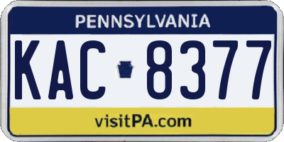PA license plate KAC8377