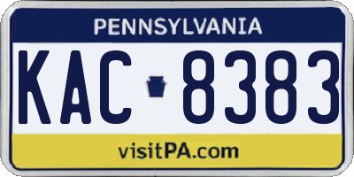 PA license plate KAC8383