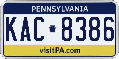 PA license plate KAC8386