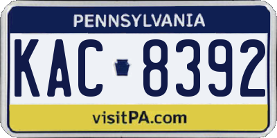 PA license plate KAC8392