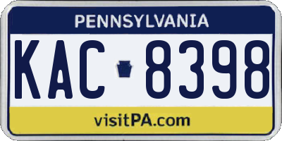 PA license plate KAC8398