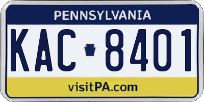 PA license plate KAC8401