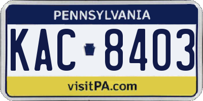 PA license plate KAC8403
