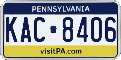 PA license plate KAC8406