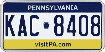 PA license plate KAC8408