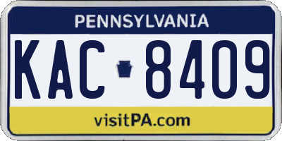 PA license plate KAC8409