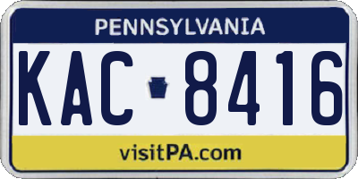 PA license plate KAC8416