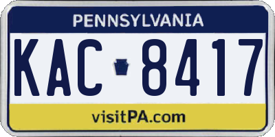 PA license plate KAC8417