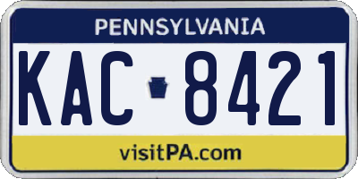 PA license plate KAC8421