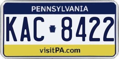 PA license plate KAC8422