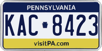 PA license plate KAC8423
