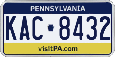 PA license plate KAC8432