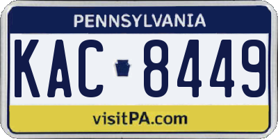PA license plate KAC8449