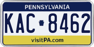PA license plate KAC8462