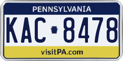 PA license plate KAC8478