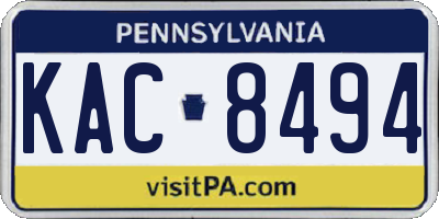 PA license plate KAC8494