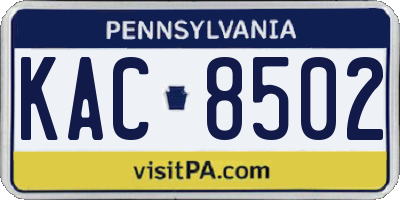 PA license plate KAC8502