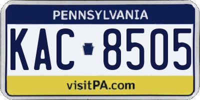 PA license plate KAC8505