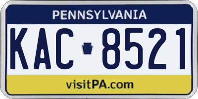 PA license plate KAC8521
