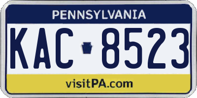 PA license plate KAC8523