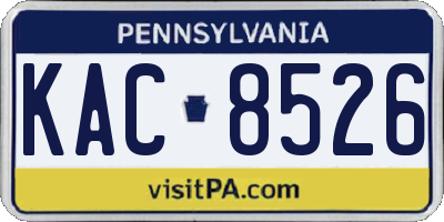 PA license plate KAC8526