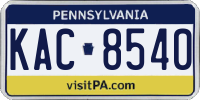 PA license plate KAC8540