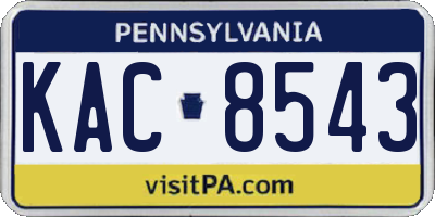 PA license plate KAC8543
