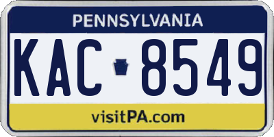 PA license plate KAC8549