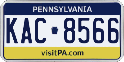 PA license plate KAC8566