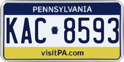 PA license plate KAC8593