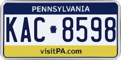 PA license plate KAC8598