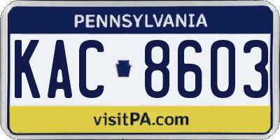 PA license plate KAC8603