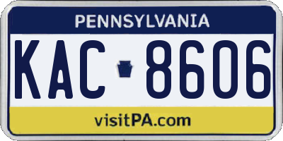 PA license plate KAC8606