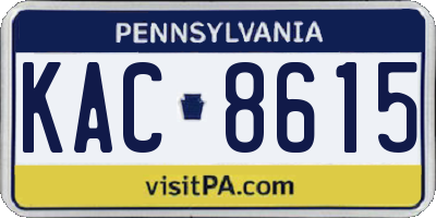 PA license plate KAC8615