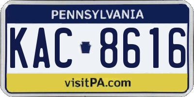 PA license plate KAC8616