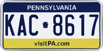 PA license plate KAC8617