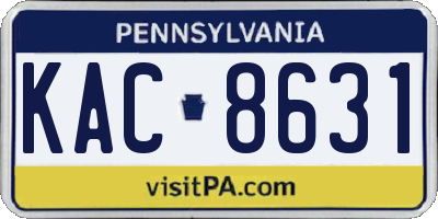 PA license plate KAC8631