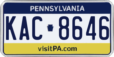 PA license plate KAC8646