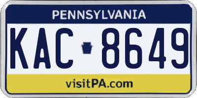 PA license plate KAC8649
