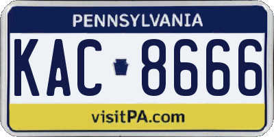 PA license plate KAC8666